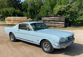 Location Ford Mustang GT fastback 1966 Bleu arcadian